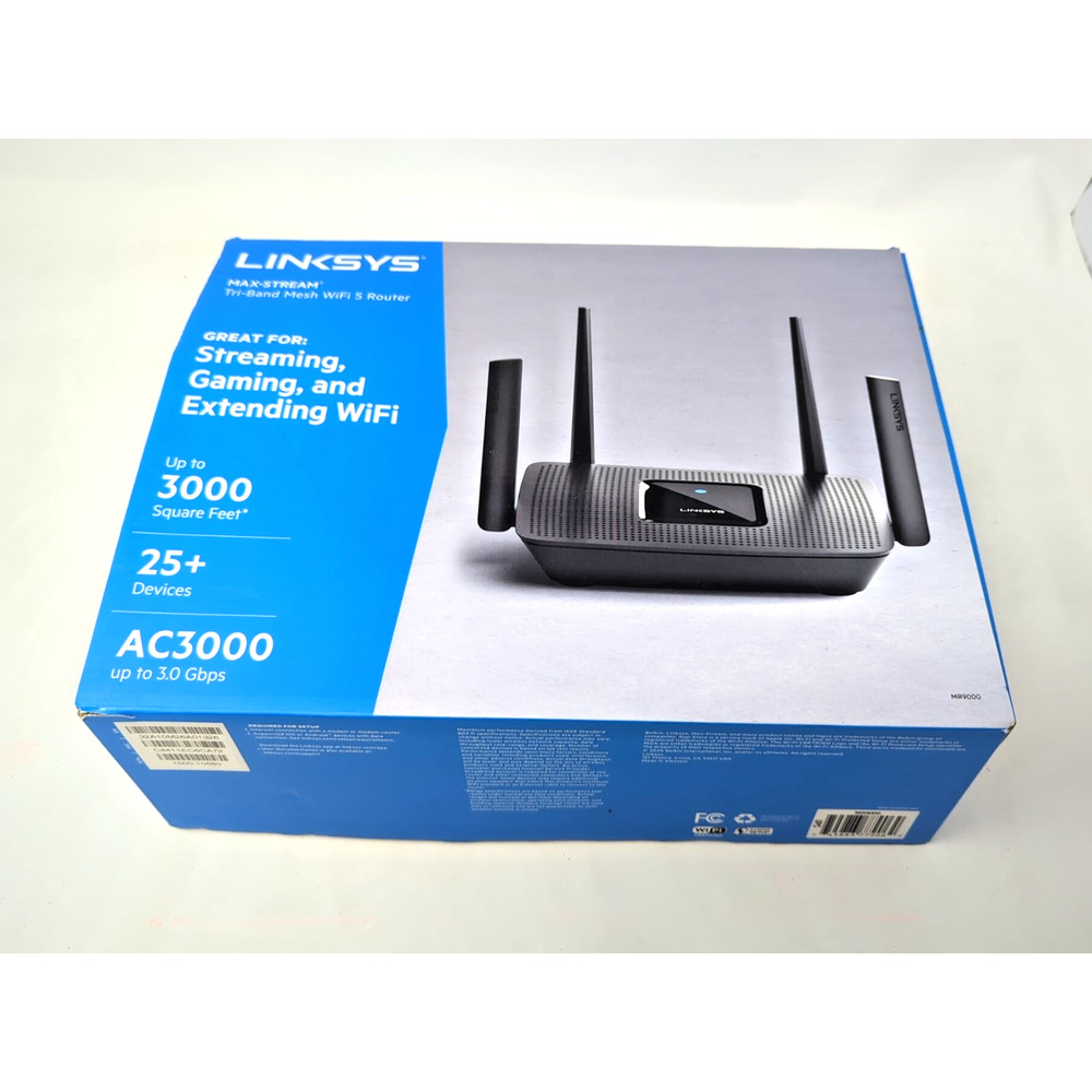 Linksys MR9000 Black Wireless Max Stream Tri Band Mesh AC3000 WiFi 5 Router